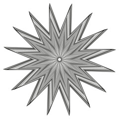Grey star icon. Subtle starburst outline. Monochrome geometric shape. Detailed spiky vector.