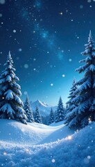 Obraz premium Sparkling silver stars and snowflakes fill a magical winter sky, holiday, winter, landscape