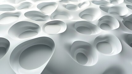 Abstract white surface with smooth, organic cavities and contours.