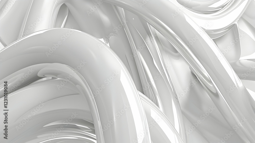 Poster abstract white swirls create a smooth, glossy texture, ideal for backgrounds or design elements.