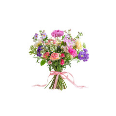 Fototapeta premium Beautiful Bright Flower Bouquet with Pink and Purple Blooms