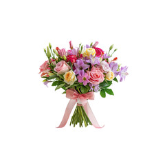 Obraz premium Beautiful Mixed Flower Bouquet with Bright Colors and Greenery