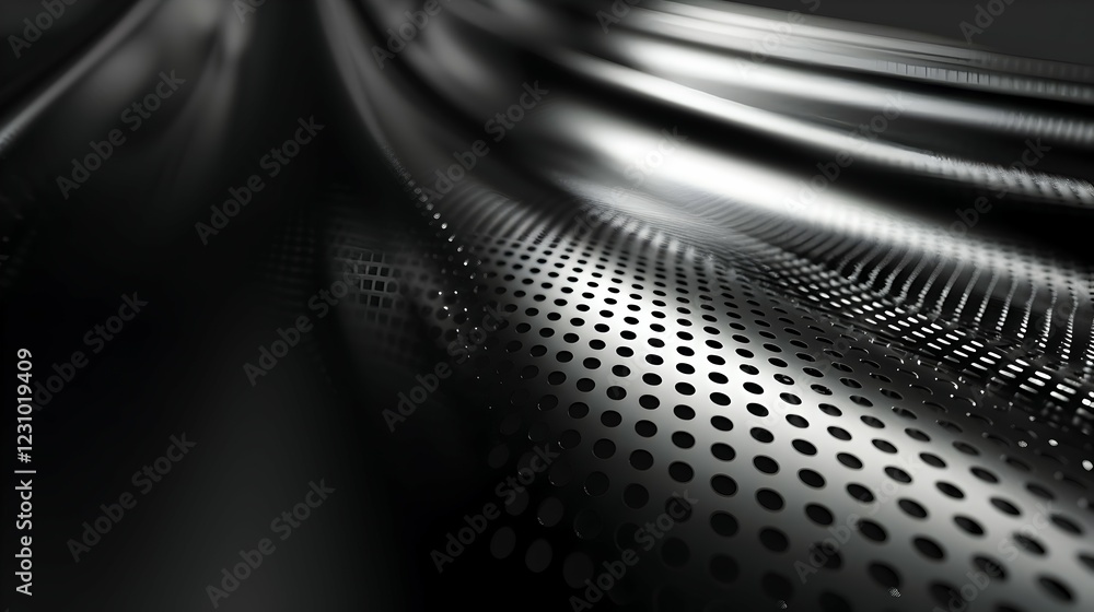 Aufkleber abstract metallic surface with perforations, creating a dynamic visual effect.