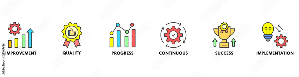 Poster kaizen banner web icon vector illustration for business philosophy and corporate strategy concept of