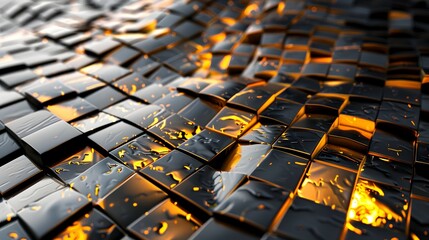 Obraz premium A textured surface with glowing orange elements resembling molten lava or abstract art.