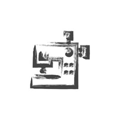 筆書き日用品家電関連の単品アイコン　ミシン