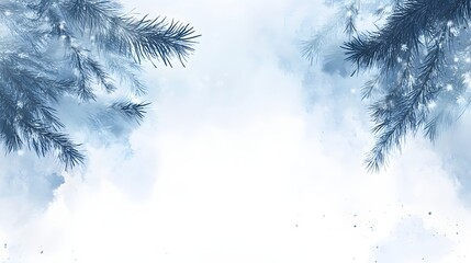 Winter Wonderland Watercolor Pine Branches Design