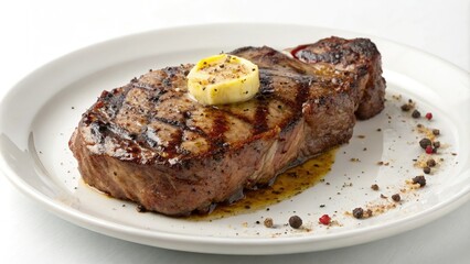 Roasted ribeye steak with spices and melted butter, flavor, ribeye steak, rich, butter, spice