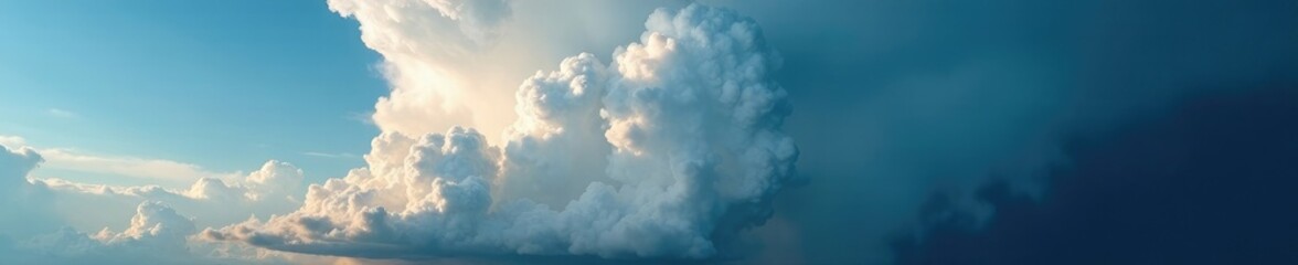Fototapeta premium Cumulonimbus cloud with updraft of water vapor and ice crystals, thunderstorms, wind direction, nature