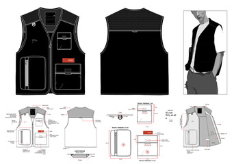 VEST CARGO POCKET DESIGN MOCKUP WITH DESCRIPTION