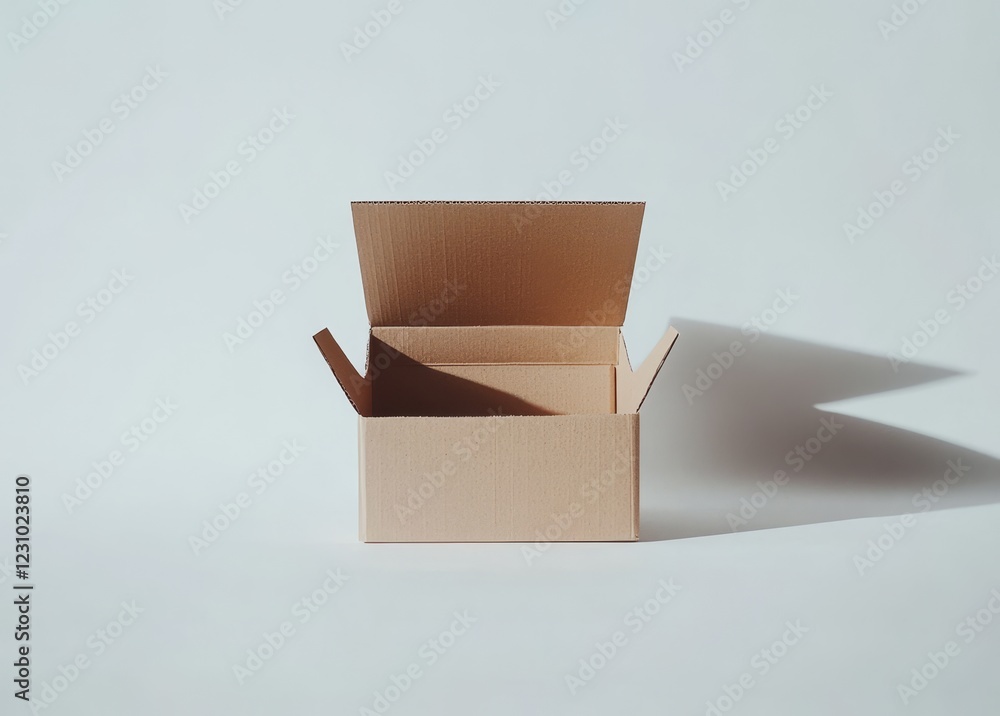 Poster empty open square cardboard box on white background. (2)