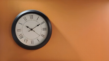 clock on an orange wall, time, clock, days, hours, minutes, tracking time