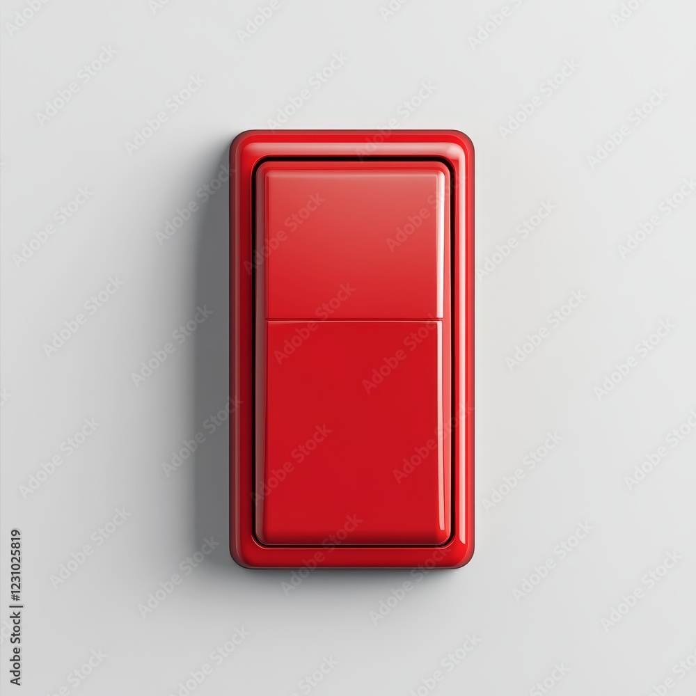 Poster red rectangular toggle switch on white background. (1)