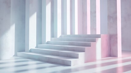 Obraz premium Modern Minimalist Staircase Design with Light Pillars