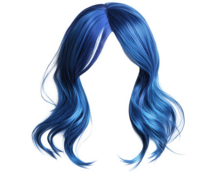 vibrant blue wig with flowing waves, perfect for cosplay or fashion. This striking accessory adds bold touch to any outfit, making statement in style