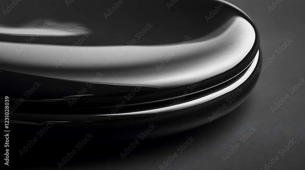 Poster glossy black double curved object abstract design