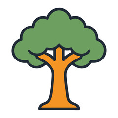 Lush tropical tree rainforest vegetation illustration