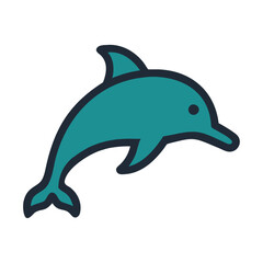 Playful dolphin tropical ocean wildlife illustration