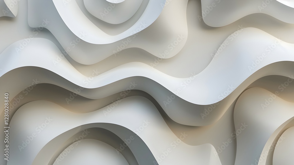 Poster abstract wavy shapes in a smooth, light-colored texture create a modern design aesthetic.