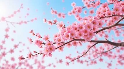 Pink cherry blossoms in full bloom.