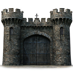 Majestic Medieval Castle Fortress with Stone Walls and Gothic Architecture