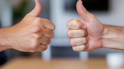 Business team celebrates success with thumbs up gesture during hiring process