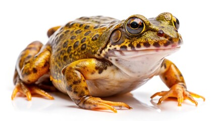 Fototapeta premium Afghan Clawed Frog Isolated on White Background - High Depth of Field, Amphibian Close-Up, Unique Wildlife Photography