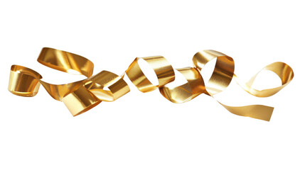 Golden ribbon swirling on transparent background, celebrating a special occasion