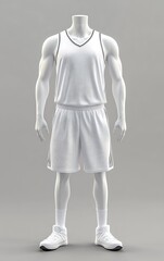 basketball uniform on mannequin 3d rendering white mockup