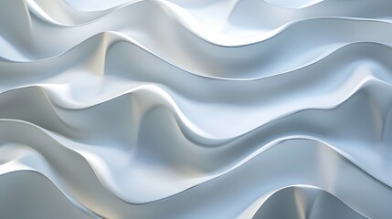 Fototapeta premium A smooth, wavy surface in soft white tones, creating a serene and abstract visual effect.