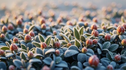 Small plants covered in frost.