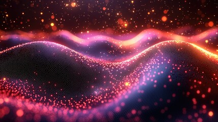Fototapeta premium Abstract Glowing Particle Wave Digital Art