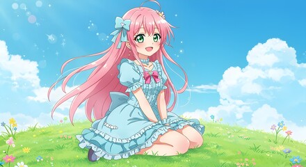 The beautiful kawaii anime girl radiates an irresistible charm