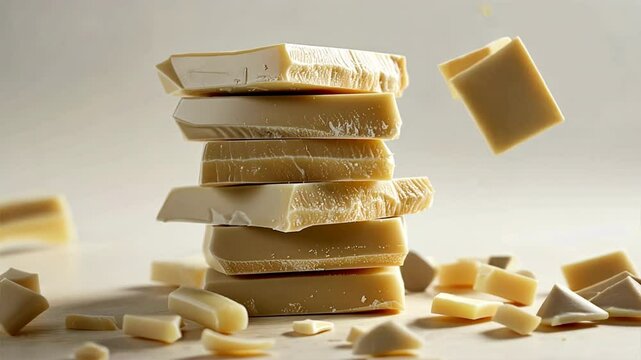 Gourmet white cho te dessert stack creamy confectionery pieces for sweet baking delights, showcasing rich flavor and tempting texture in every bite.