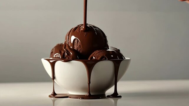 Indulgent cho te ice cream in bowl, drizzled with creamy cho te sauce, creates sweet and cold dessert treat that is simply delightful.