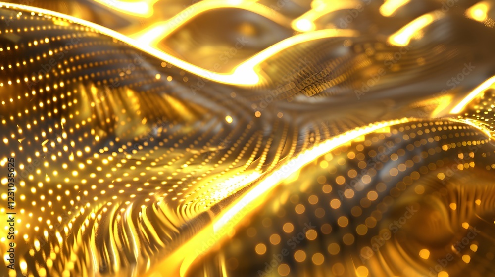 Poster a close-up view of shimmering golden waves with a textured surface.