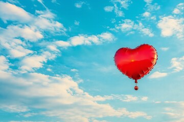Fototapeta premium Heart-Shaped Balloon in Blue Sky