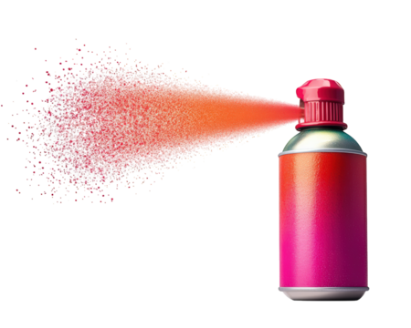 vibrant spray paint can releasing colorful mist, perfect for artistic projects and graffiti. dynamic spray effect adds energy and creativity to any design