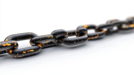 Obraz premium Close-Up of Rusty Metal Chain Links Against White Background
