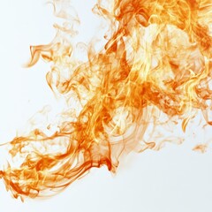 Abstract fiery orange flames isolated on white background.