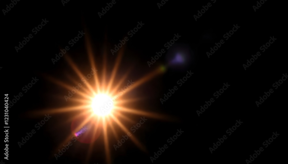 Poster sun rays on a black background, isolated to create a dramatic effect, perfect for design overlays