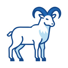 Mountain goat standing on snowy peak illustration