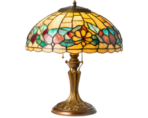 vintage table lamp with stained glass shade featuring colorful floral designs, perfect for adding warm ambiance to any room