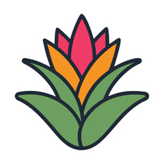 Vibrant tropical flower botanical illustration