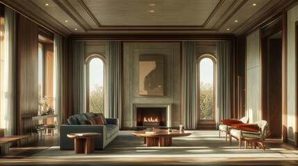 Elegant Interior Design with Fireplace and Cozy Atmosphere