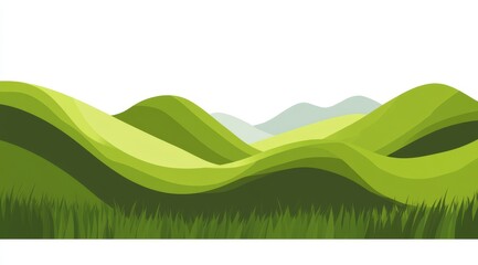 Obraz premium Rolling green hills and grass landscape.