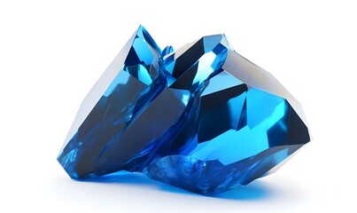 Blue Crystal Cluster, Isolated, Studio, Shiny, Gemstone, 3D Render, White Background, Design Element