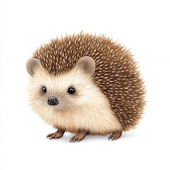 Obraz premium Adorable Hedgehog Illustration: A Charming Portrait of a Spiny Mammal Against a White Background