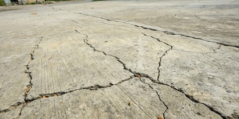 Obraz premium Rough and weathered concrete texture with deep cracks and uneven surface, industrial, walls, uneven, rough, architectural