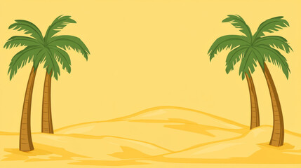 Fototapeta premium Two palm trees on sandy desert background